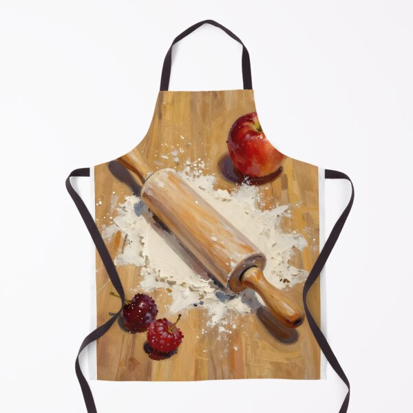 Item preview, Rolling Pin with Flour and Fruit — Folk Art Baking Print designed and sold by Kelvin Hughes Design.