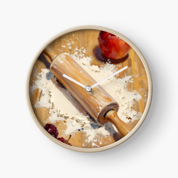 Item preview, Rolling Pin with Flour and Fruit — Folk Art Baking Print designed and sold by Kelvin Hughes Design.