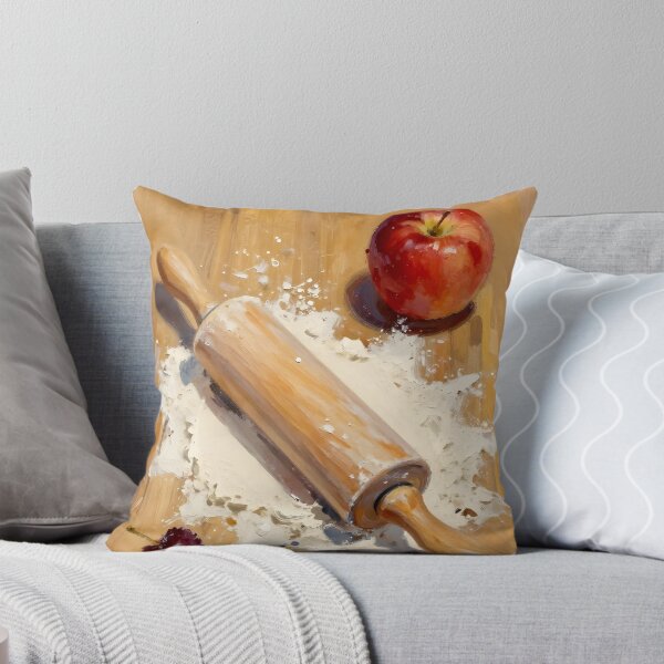 Item preview, Rolling Pin with Flour and Fruit — Folk Art Baking Print designed and sold by Kelvin Hughes Design.