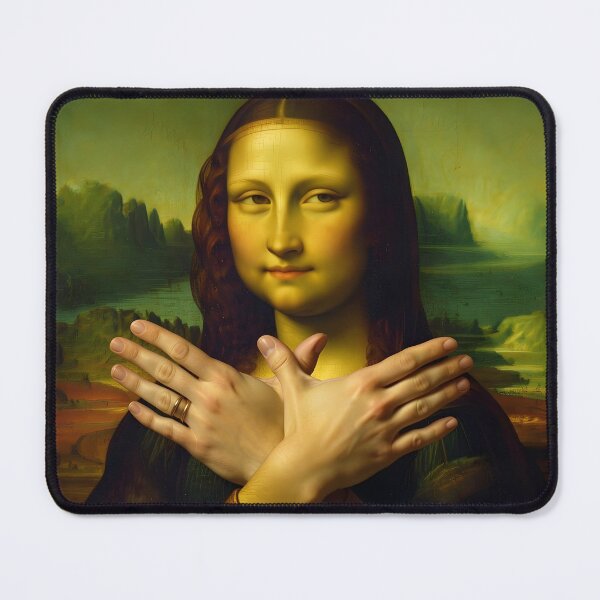 Item preview, Mona Lisa making the eagle gesture with hands designed and sold by Erlin Rudho.