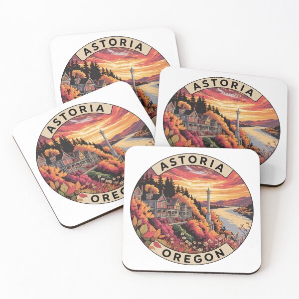 Item preview, Astoria Oregon: Retro Autumn Hills & Column Badge designed and sold by CircinusStore.