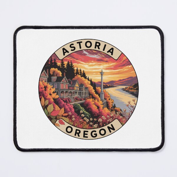 Item preview, Astoria Oregon: Retro Autumn Hills & Column Badge designed and sold by CircinusStore.