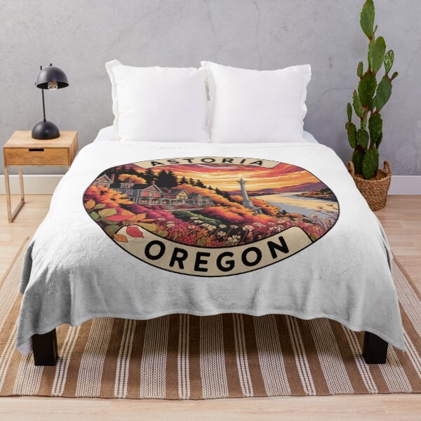 Item preview, Astoria Oregon: Retro Autumn Hills & Column Badge designed and sold by CircinusStore.