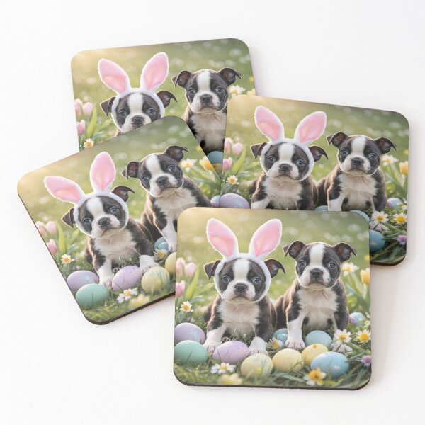 Item preview, Adorable Boston Terriers Puppies with Bunny Ears designed and sold by Wags & Tails.