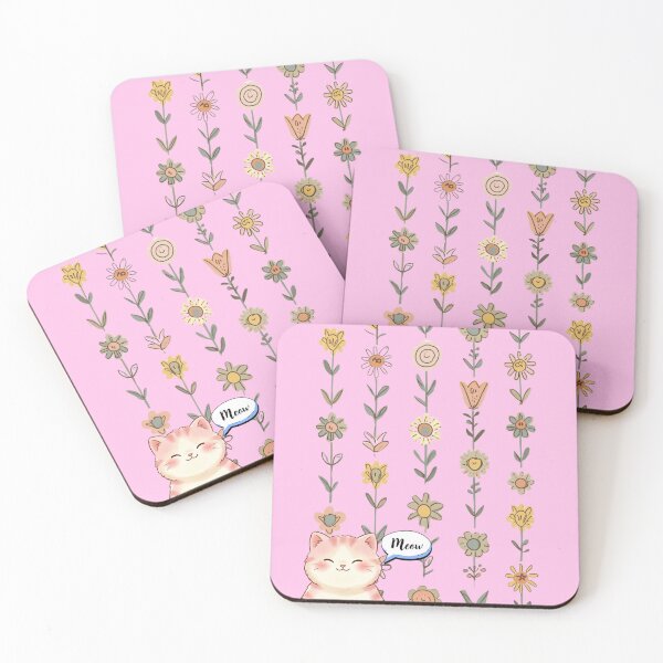 Item preview, Pink Cat with Floral Garden Pattern designed and sold by LittleKnight.
