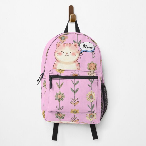 Item preview, Pink Cat with Floral Garden Pattern designed and sold by LittleKnight.
