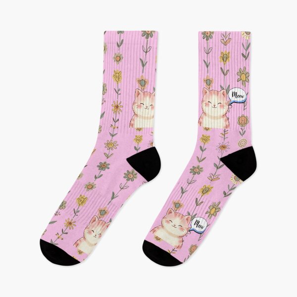Item preview, Pink Cat with Floral Garden Pattern designed and sold by LittleKnight.