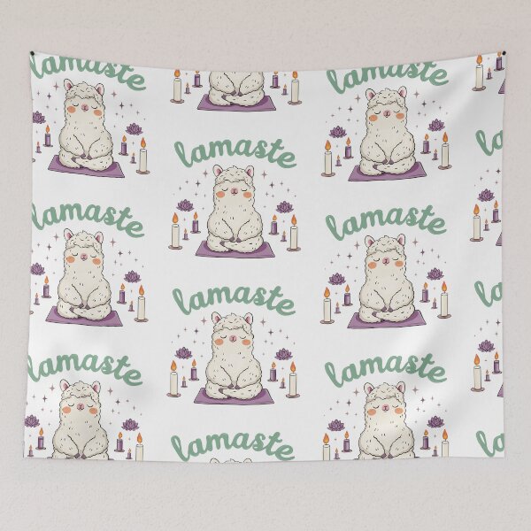 Item preview, Cute Meditating Llama Lamaste Yoga Art designed and sold by MJ ART.