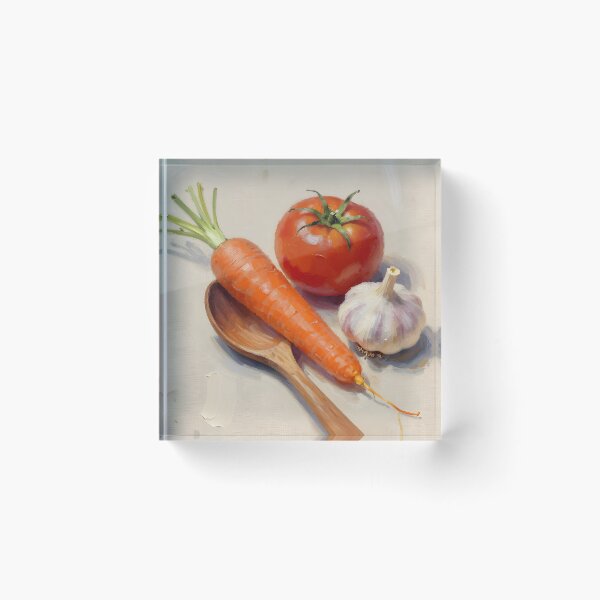 Item preview, Wooden Spoon with Garden Vegetables — Folk Art Kitchen Print designed and sold by Kelvin Hughes Design.
