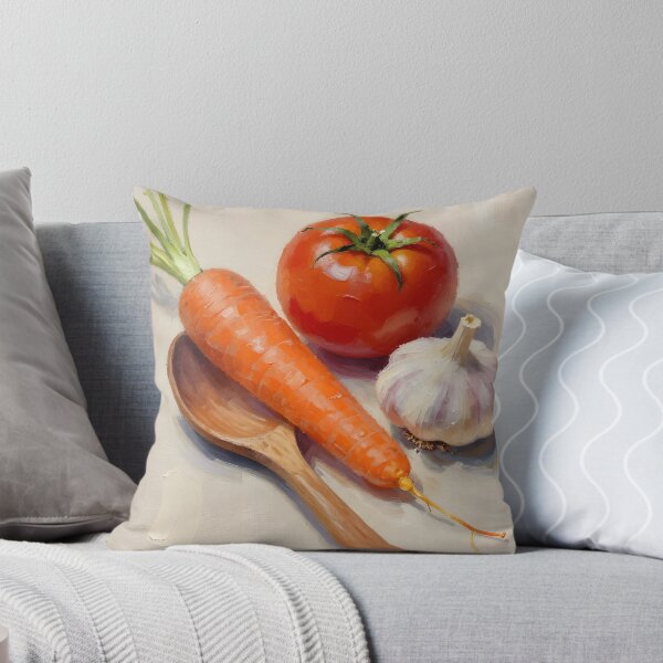 Item preview, Wooden Spoon with Garden Vegetables — Folk Art Kitchen Print designed and sold by Kelvin Hughes Design.
