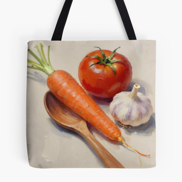Item preview, Wooden Spoon with Garden Vegetables — Folk Art Kitchen Print designed and sold by Kelvin Hughes Design.