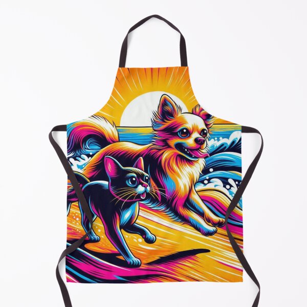 Item preview, Neon Sunset Run –Chihuahua dog & Cat Beach Adventure designed and sold by Dogandesighn.