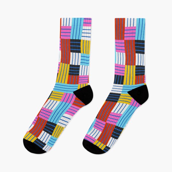 Item preview, Playful Geometric Stripe Patchwork Pattern designed and sold by nuchz.