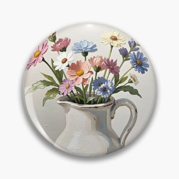 Item preview, White Jug of Wildflowers — Folk Art Print designed and sold by Kelvin Hughes Design.