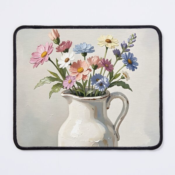 Item preview, White Jug of Wildflowers — Folk Art Print designed and sold by Kelvin Hughes Design.
