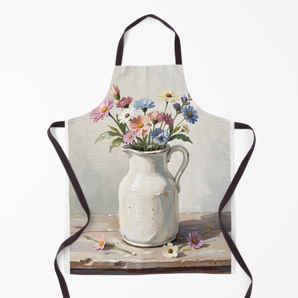Item preview, White Jug of Wildflowers — Folk Art Print designed and sold by Kelvin Hughes Design.