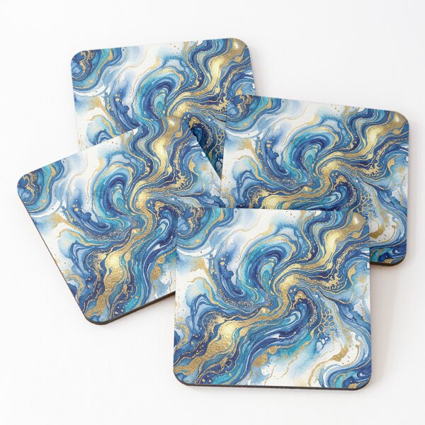 Item preview, Blue Gold Marble Pattern Luxury Fluid Art Abstract Navy and Gold Design designed and sold by NdesignTrend.