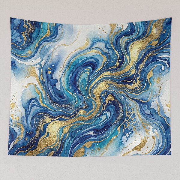Item preview, Blue Gold Marble Pattern Luxury Fluid Art Abstract Navy and Gold Design designed and sold by NdesignTrend.
