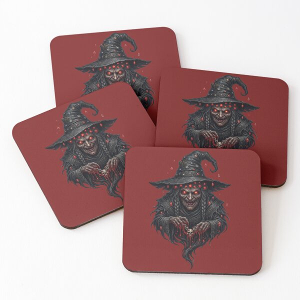 Item preview, Scary Wicked Witch Design – Creepy Wrinkled Witch with Evil Eyes and Black Hat designed and sold by Cauldron Crafts.