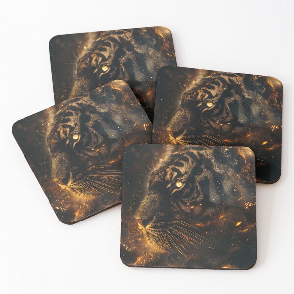 Item preview, Fiery Tiger Glowing Eyes Portrait designed and sold by QuantumDrift.