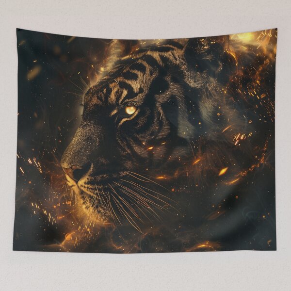 Item preview, Fiery Tiger Glowing Eyes Portrait designed and sold by QuantumDrift.