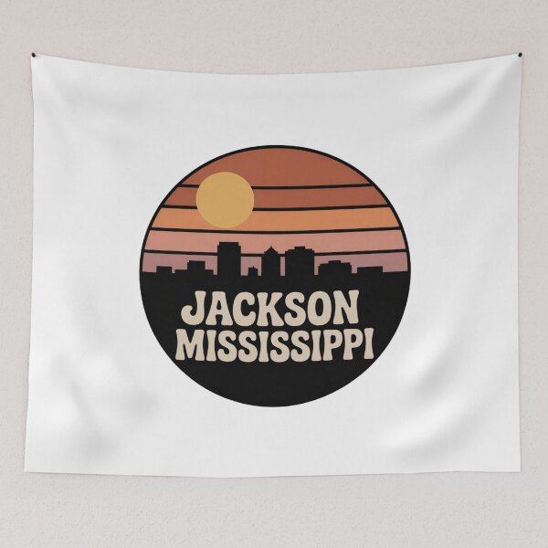 Item preview, Jackson Mississippi: Warm Sunset Skyline Badge designed and sold by CircinusStore.