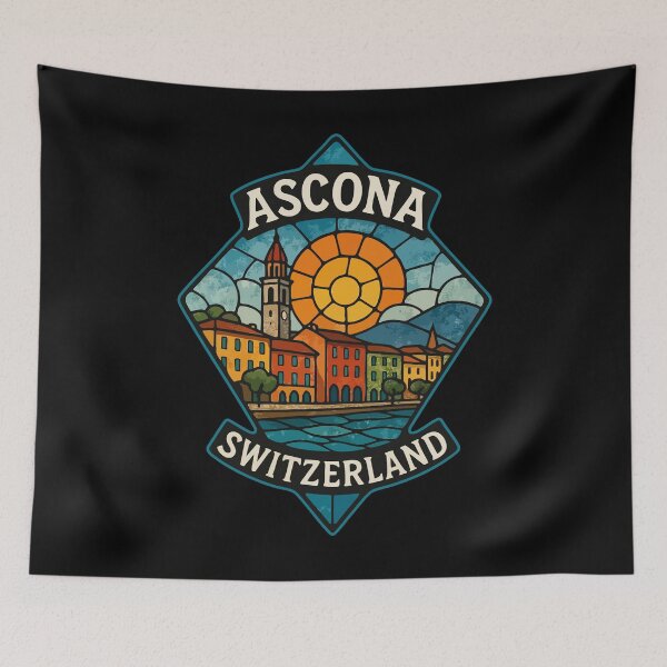 Item preview, Ascona Switzerland Stained Glass Art Travel designed and sold by TomFrontierArt.