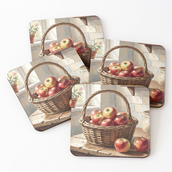 Item preview, A Basket of Orchard Apples — Folk Art Kitchen Print designed and sold by Kelvin Hughes Design.
