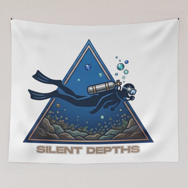Item preview, Silent Depths – Premium Scuba Diver Ocean Triangle Art Shirt designed and sold by Brinevex Co..