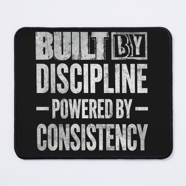 Item preview, Built by Discipline Powered by Consistency Minimalist Gym Motivation Quote T-Shirt Sticker designed and sold by guchieworldcollection.