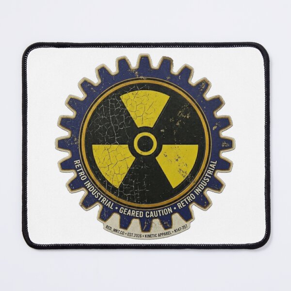Item preview, Distressed Retro Industrial Gear & Radiation Warning designed and sold by octozap.