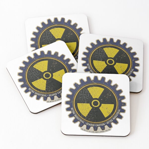 Item preview, Distressed Retro Industrial Gear & Radiation Warning designed and sold by octozap.