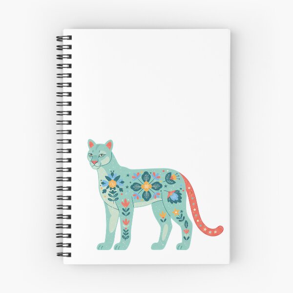 Item preview, Calm Floral Folk Art Mountain Lion Guardian – Scandinavian Folk Art by heidiannemorris © designed and sold by FOLK ART FUSION.