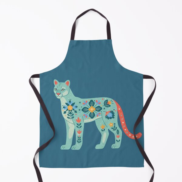 Item preview, Calm Floral Folk Art Mountain Lion Guardian – Scandinavian Folk Art by heidiannemorris © designed and sold by FOLK ART FUSION by heidiannemorris.
