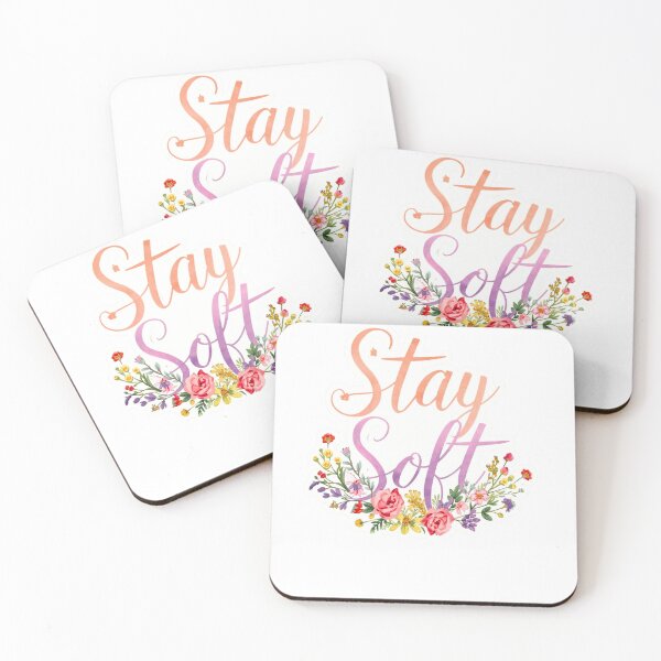 Item preview, Stay Soft Floral Aesthetic Typography, Pastel Flower Sticker, Cute Self Love Quote designed and sold by DreamelleStudio.