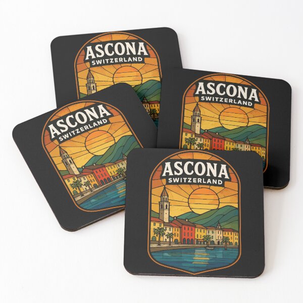 Item preview, Ascona Switzerland Retro Stained Glass Travel designed and sold by TomFrontierArt.