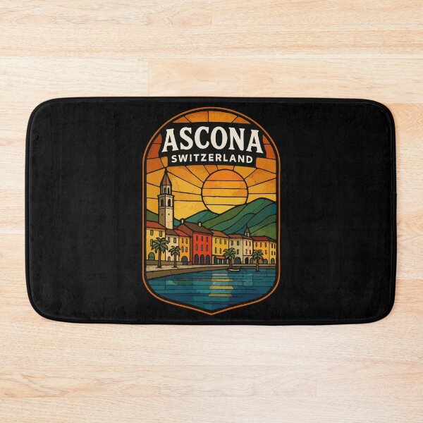 Item preview, Ascona Switzerland Retro Stained Glass Travel designed and sold by TomFrontierArt.