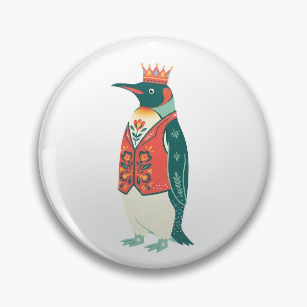 Item preview, Regal Floral Folk Art King Penguin Character – Scandinavian Folk Art by heidiannemorris © designed and sold by FOLK ART FUSION by heidiannemorris.