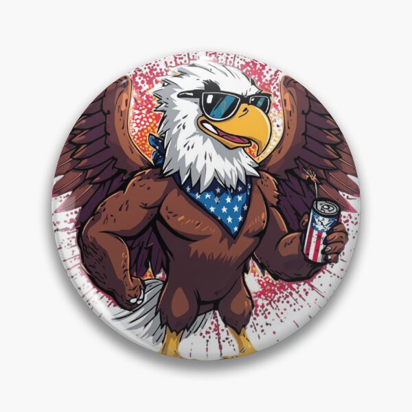Artikelvorschau, Patriotischer Weißkopfseeadler-Aufkleber – Muskulöser Adler mit Sonnenbrille und Sternen-Halstuch, lustiges amerikanisches Motiv zum 4. Juli entworfen und verkauft von BOONEEX.