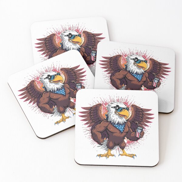 Artikelvorschau, Patriotischer Weißkopfseeadler-Aufkleber – Muskulöser Adler mit Sonnenbrille und Sternen-Halstuch, lustiges amerikanisches Motiv zum 4. Juli entworfen und verkauft von BOONEEX.