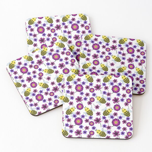 Item preview, Busy Bee Meadow: Cute Bumblebee and Purple Floral Pattern designed and sold by HopeAndHustle.