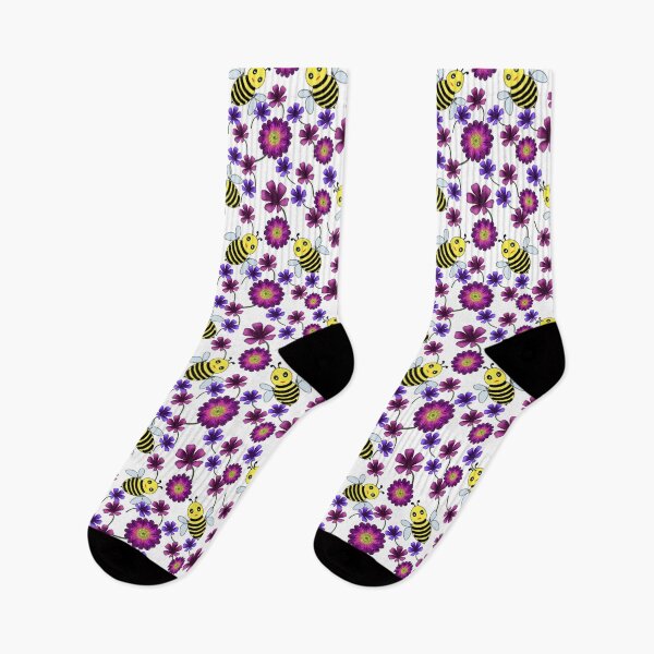 Item preview, Busy Bee Meadow: Cute Bumblebee and Purple Floral Pattern designed and sold by HopeAndHustle.