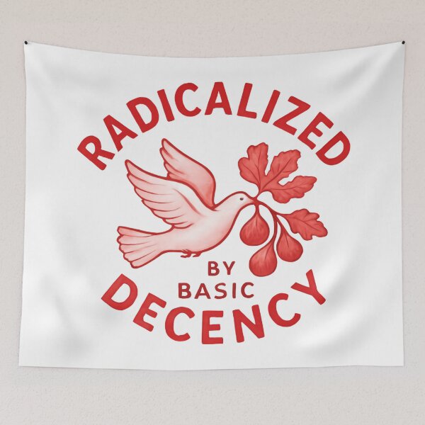 Item preview, Radicalized By Basic Decency Encourages Standing Up For Rights Dove Olive designed and sold by SkeletonsDanger.