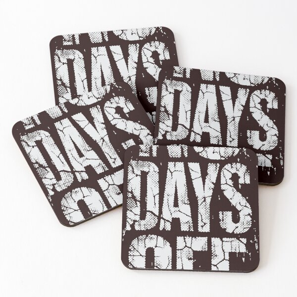 Item preview, No Days Off White Grunge Halftone Text on Black Background designed and sold by Dejbar.