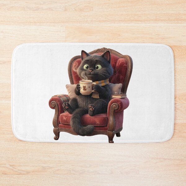 Item preview, Black Cat in Armchair with Coffee designed and sold by Azure-Axis.
