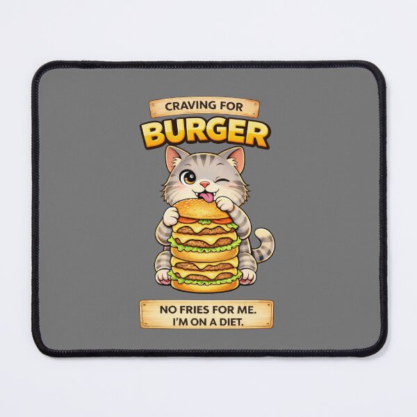 Item preview, Funny Cat Burger Diet Meme Cute Food Lover Humor designed and sold by Mindworx21.
