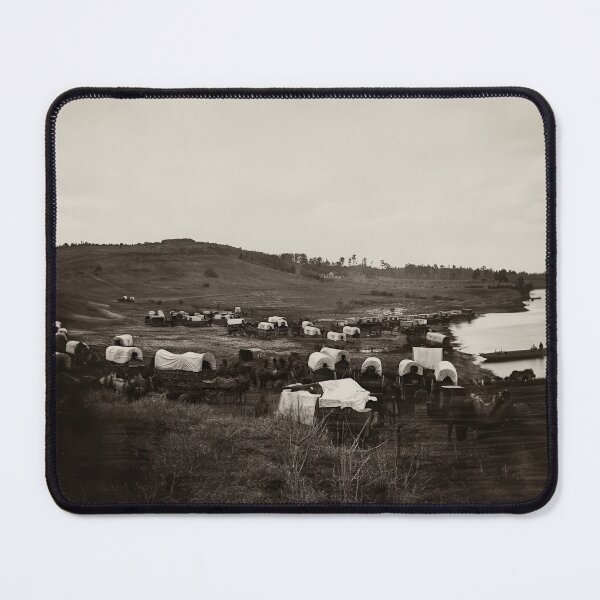 Item preview, Civil War Wagon Train Camp Riverbank Restored Photo designed and sold by TheSoulOfArt.
