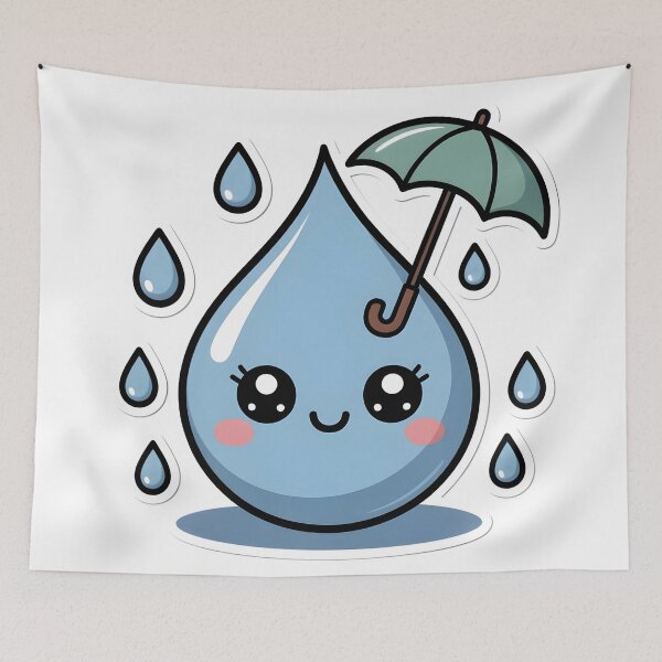 Item preview, Cute Kawaii Raindrops Pattern – Rainy Day Aesthetic Sticker designed and sold by DesignEG.
