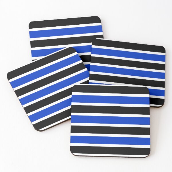 Item preview, Cobalt Blue, Black and White Horizontal Stripes Pattern designed and sold by PurplleArtz .