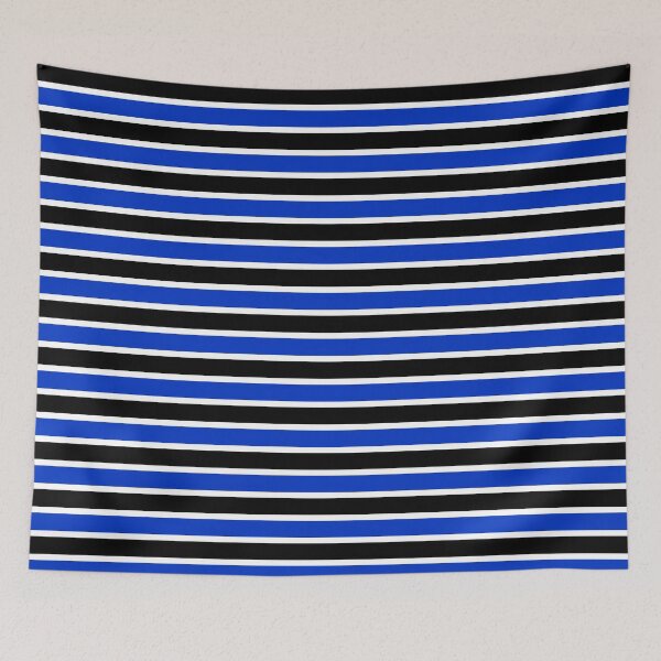 Item preview, Cobalt Blue, Black and White Horizontal Stripes Pattern designed and sold by PurplleArtz .